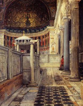 Sir Lawrence Alma-Tadema : Interior of the Church of San Clemente, Rome